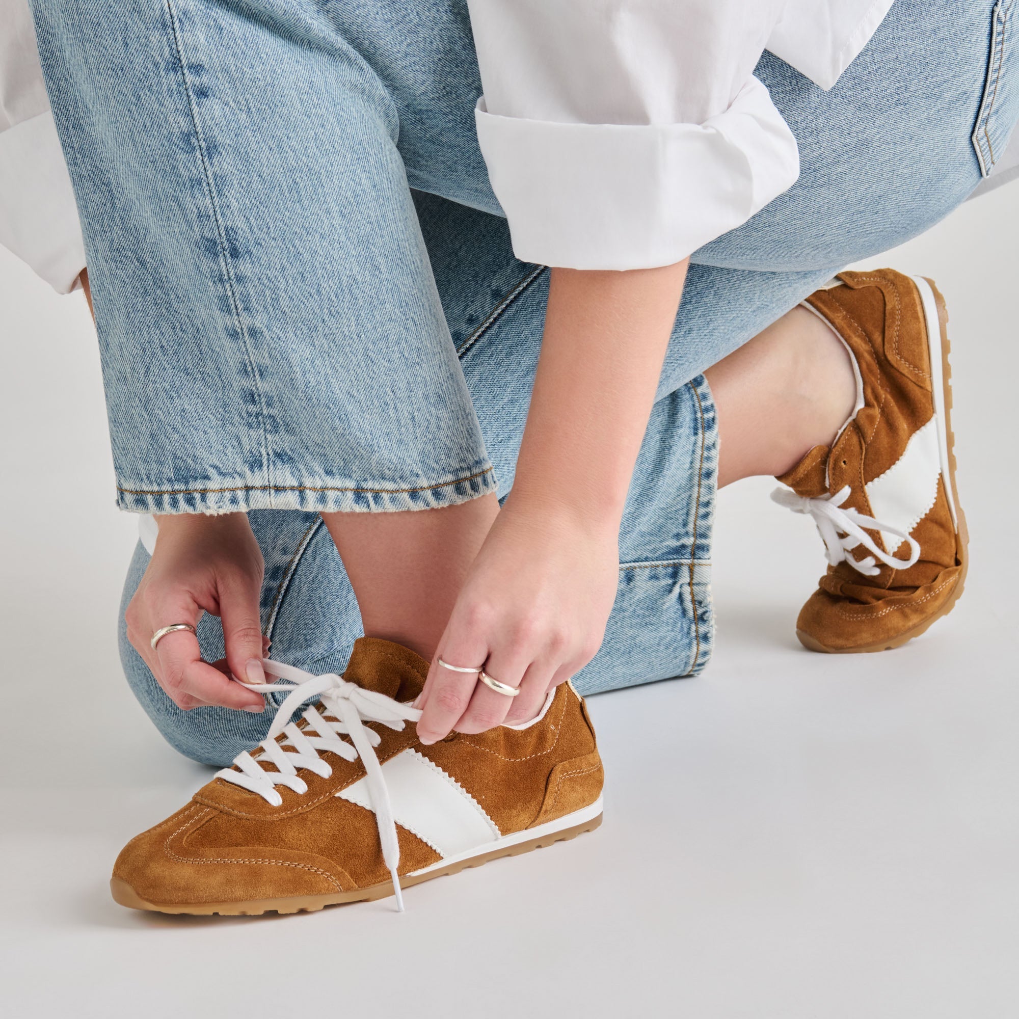 Shyla Cognac Suede Sneakers / Dolce Vita
