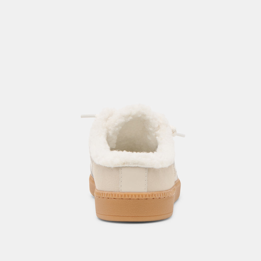 Notice Slide Plush Off White Crackled Leather Sneakers / Dolce Vita