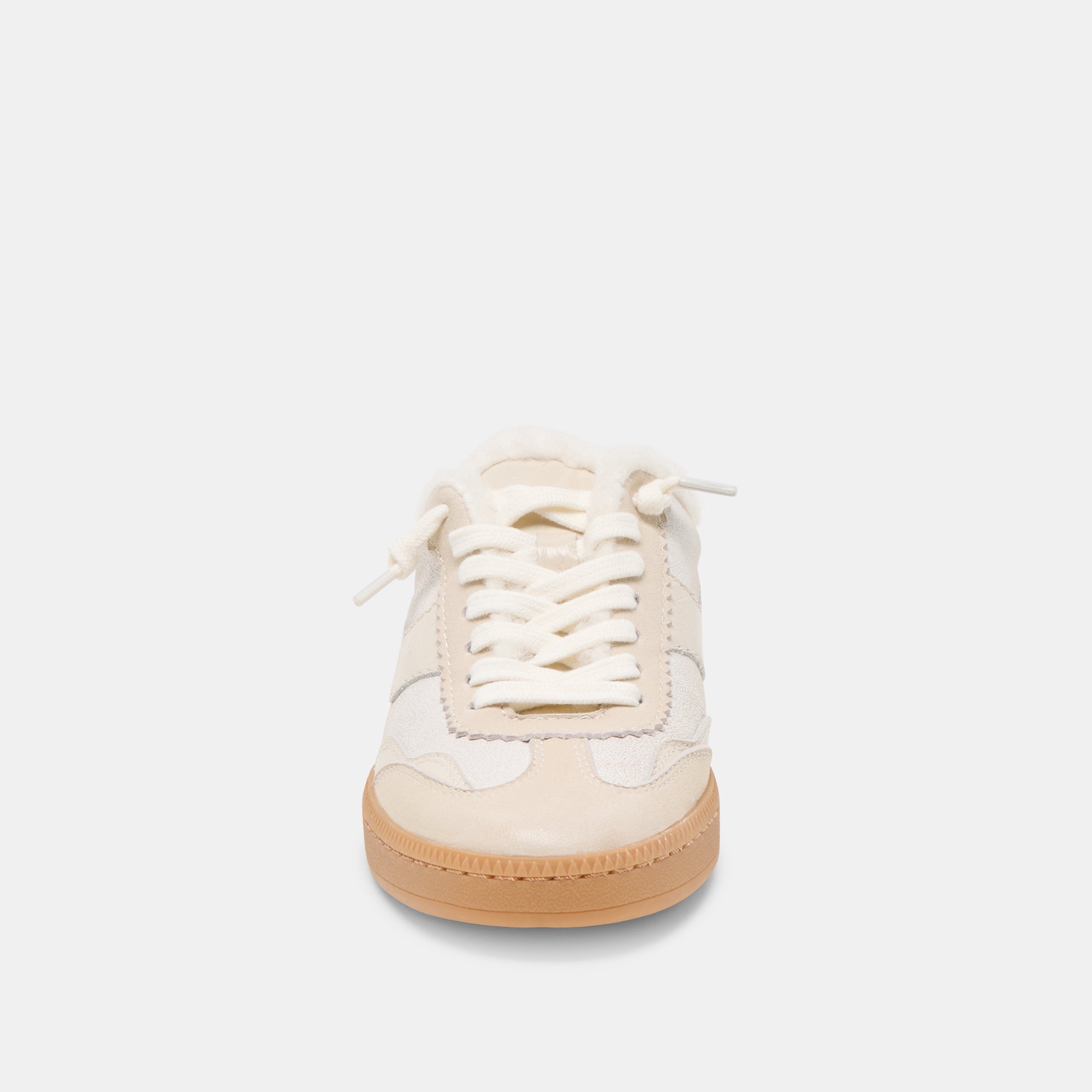 Notice Slide Plush Off White Crackled Leather Sneakers / Dolce Vita