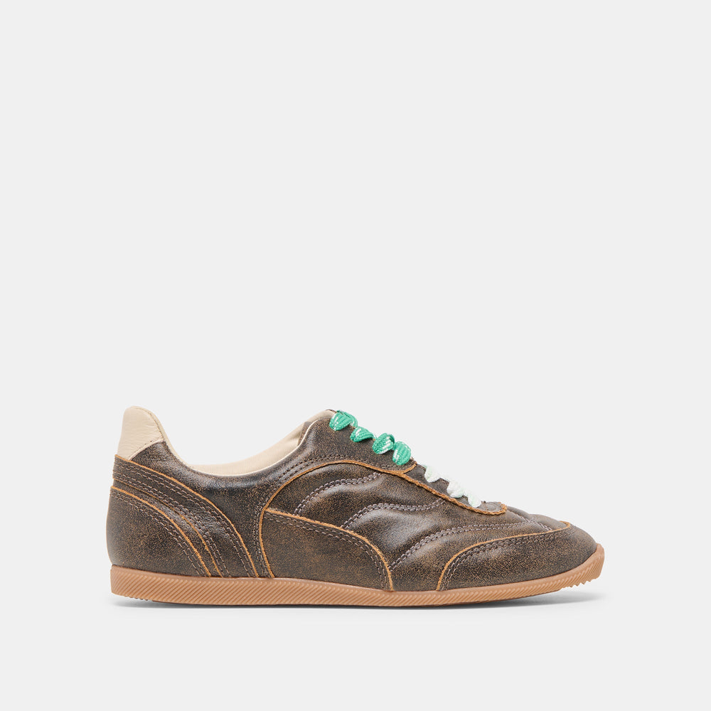 Laini Brown Distressed Leather Sneakers / Dolce Vita