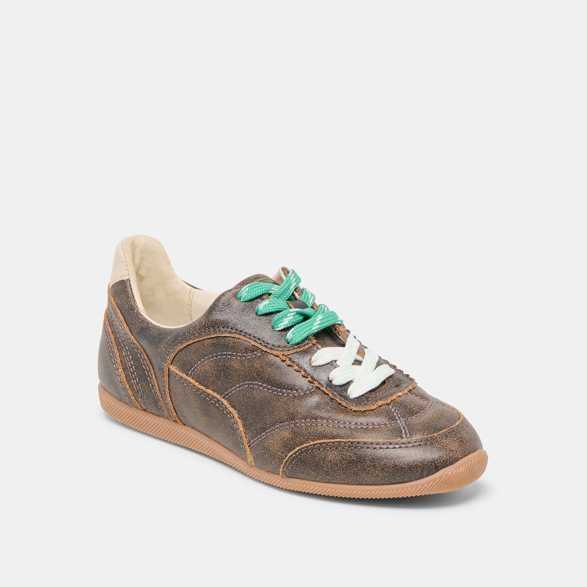 Laini Brown Distressed Leather Sneakers / Dolce Vita