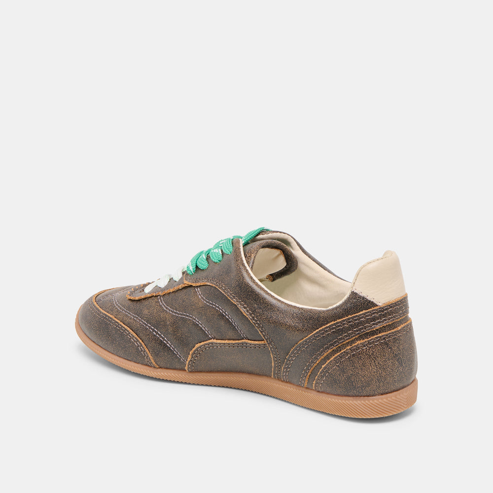 Laini Brown Distressed Leather Sneakers / Dolce Vita