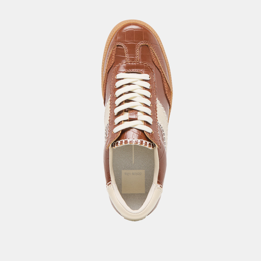 NOTICE STITCH SNEAKERS COGNAC CROCO EMBOSSED LEATHER
 – Dolce Vita / Dolce Vita