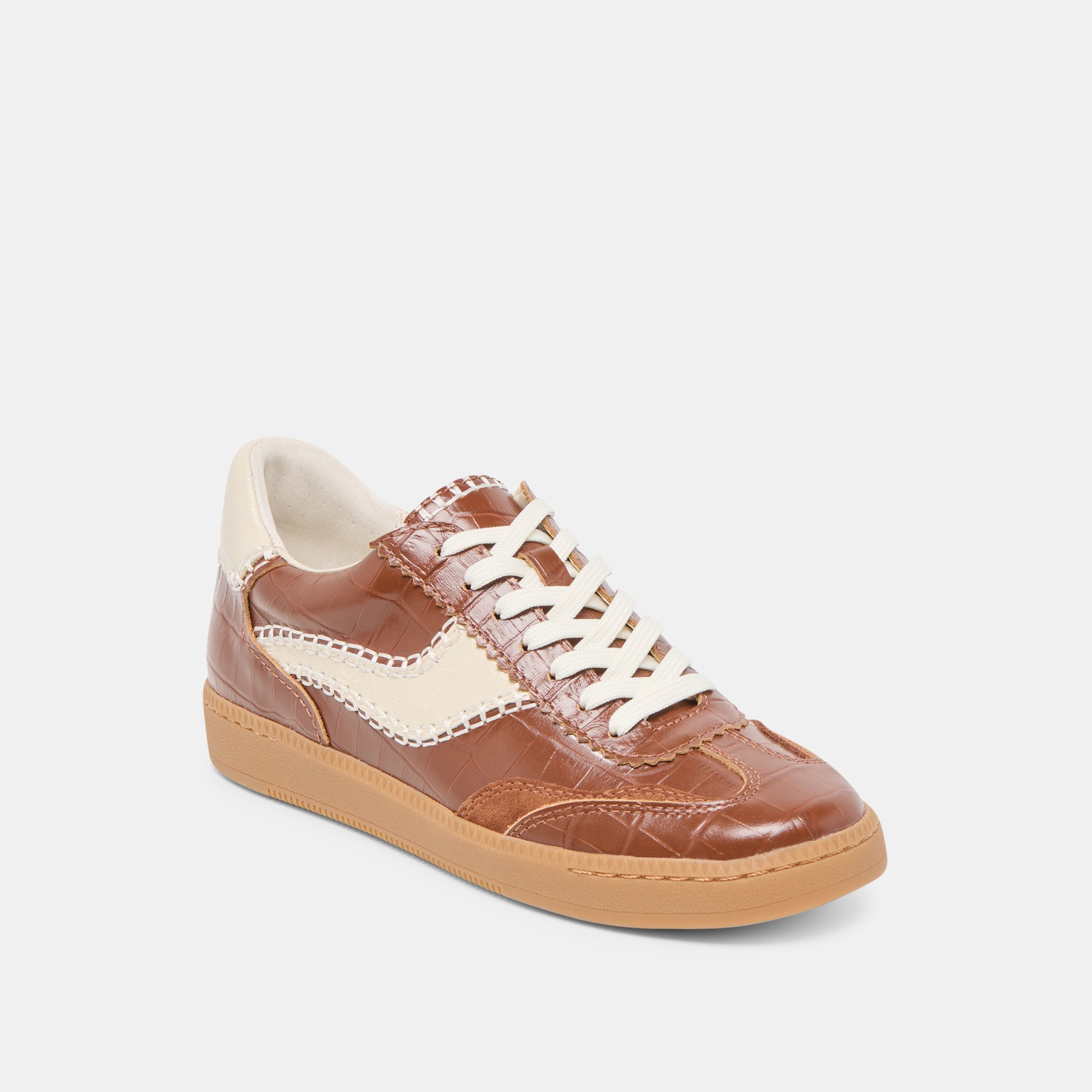 NOTICE STITCH SNEAKERS COGNAC CROCO EMBOSSED LEATHER
 – Dolce Vita / Dolce Vita