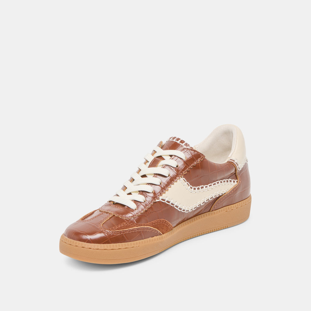 NOTICE STITCH SNEAKERS COGNAC CROCO EMBOSSED LEATHER
 – Dolce Vita / Dolce Vita