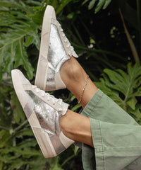 Zina Sneakers Chrome Distressed Leather | Chrome Leather Sneakers
 – Dolce Vita / Dolce Vita