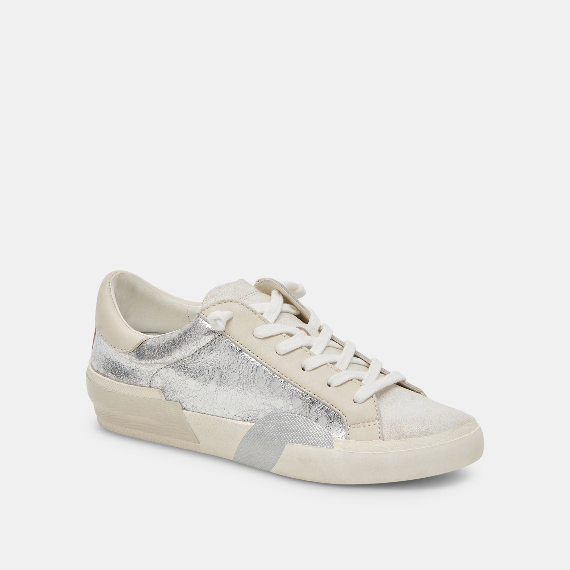 Zina Sneakers Chrome Distressed Leather | Chrome Leather Sneakers
 – Dolce Vita / Dolce Vita