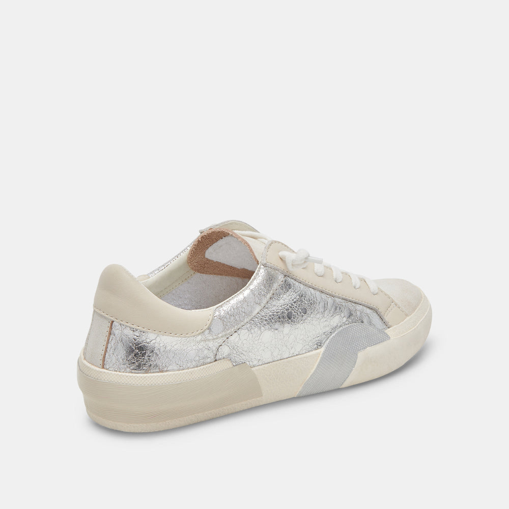 Zina Sneakers Chrome Distressed Leather | Chrome Leather Sneakers
 – Dolce Vita / Dolce Vita
