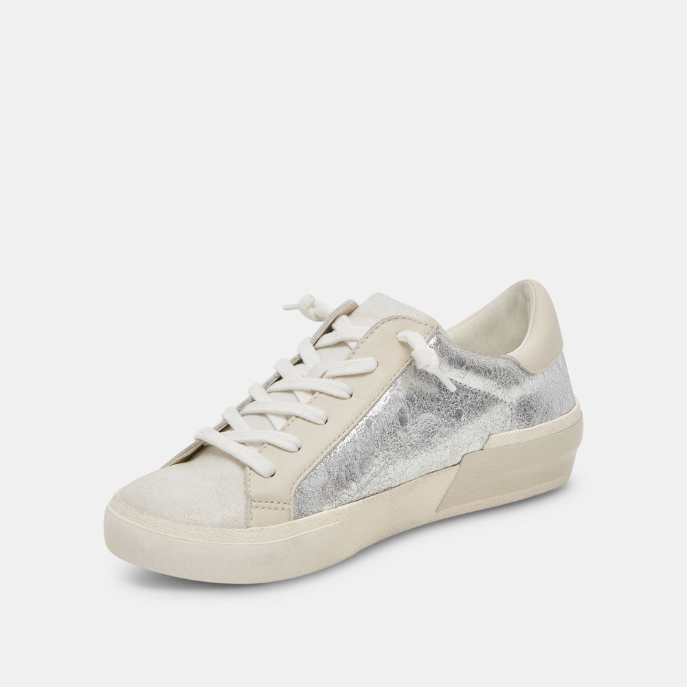 Zina Sneakers Chrome Distressed Leather | Chrome Leather Sneakers
 – Dolce Vita / Dolce Vita