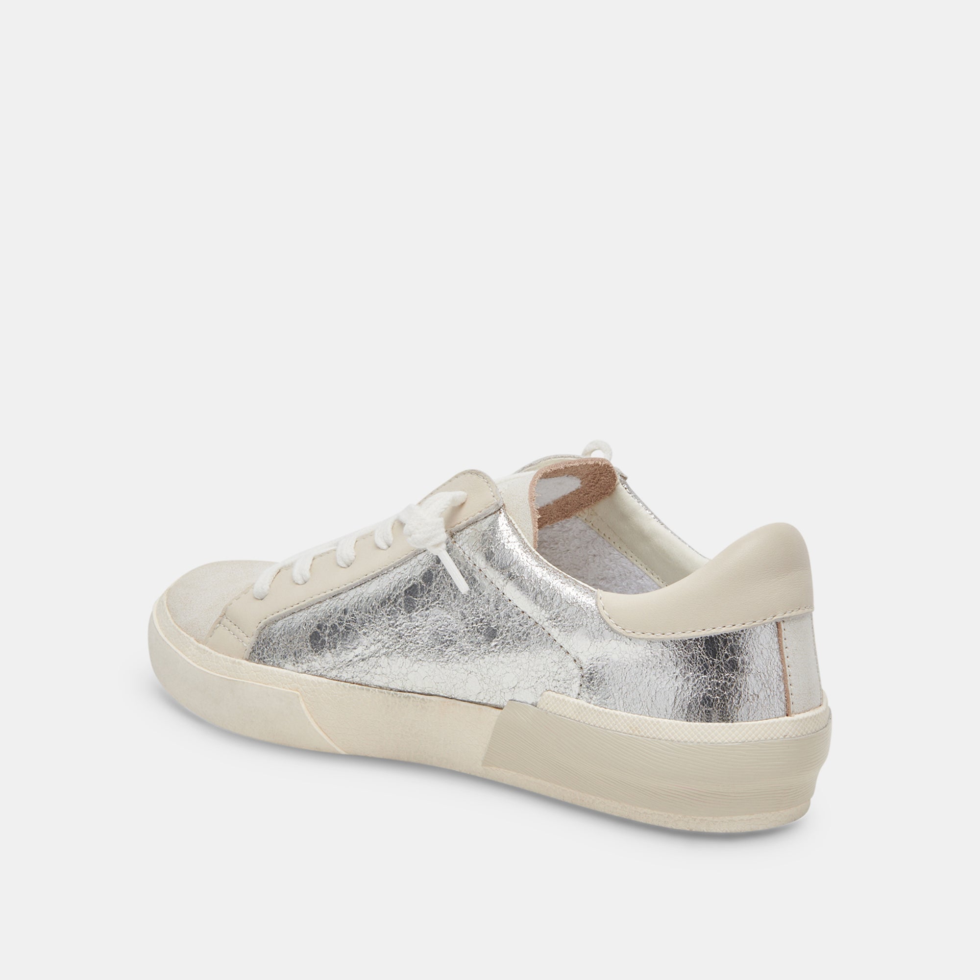 Zina Sneakers Chrome Distressed Leather | Chrome Leather Sneakers
 – Dolce Vita / Dolce Vita