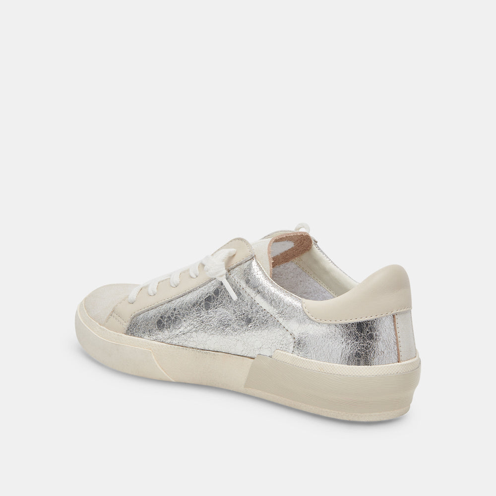 Zina Sneakers Chrome Distressed Leather | Chrome Leather Sneakers
 – Dolce Vita / Dolce Vita