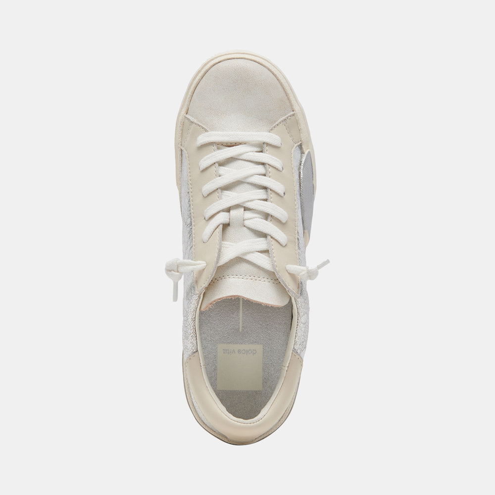 Zina Sneakers Chrome Distressed Leather | Chrome Leather Sneakers
 – Dolce Vita / Dolce Vita