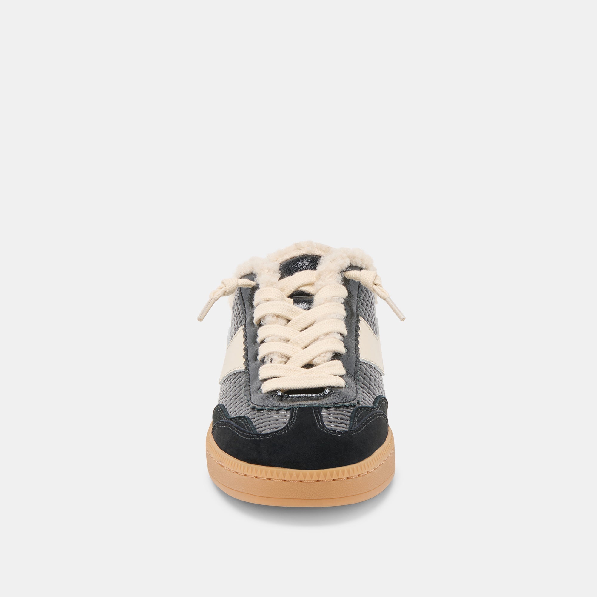 Notice Slide Plush Black Woven Leather Sneakers / Dolce Vita