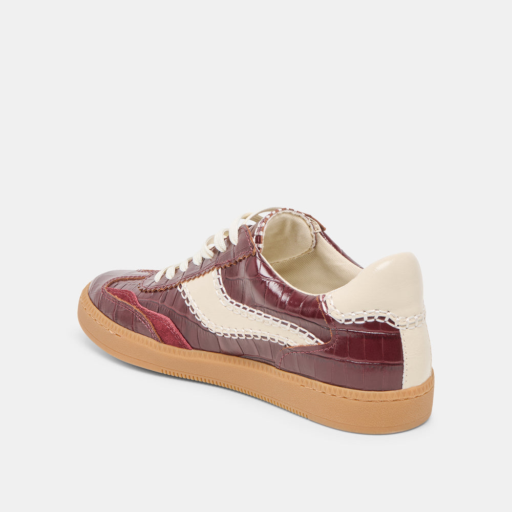 NOTICE STITCH SNEAKERS OXBLOOD CROCO EMBOSSED LEATHER
 – Dolce Vita / Dolce Vita