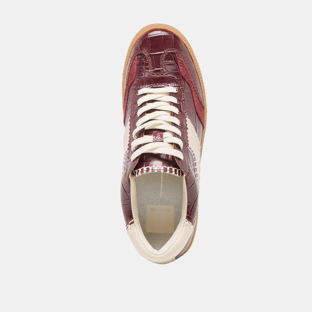 NOTICE STITCH SNEAKERS OXBLOOD CROCO EMBOSSED LEATHER
 – Dolce Vita / Dolce Vita
