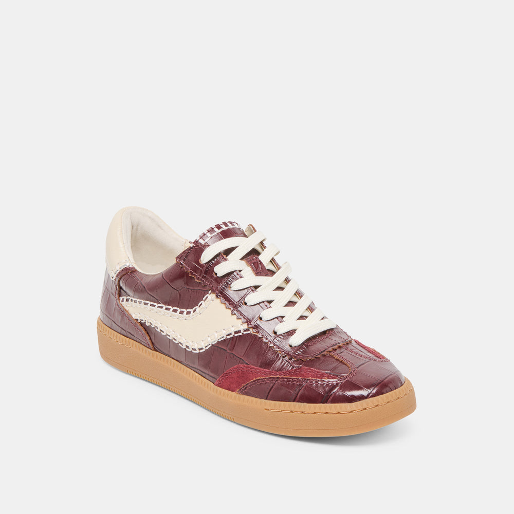 NOTICE STITCH SNEAKERS OXBLOOD CROCO EMBOSSED LEATHER
 – Dolce Vita / Dolce Vita