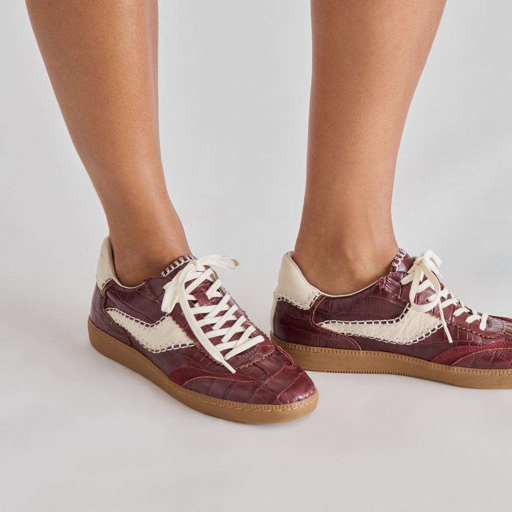 NOTICE STITCH SNEAKERS OXBLOOD CROCO EMBOSSED LEATHER
 – Dolce Vita / Dolce Vita