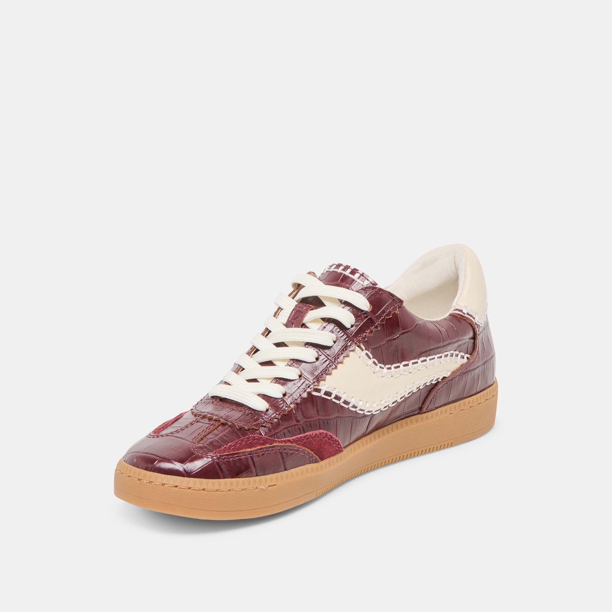 NOTICE STITCH SNEAKERS OXBLOOD CROCO EMBOSSED LEATHER
 – Dolce Vita / Dolce Vita