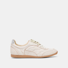 Laini Off White Crackled Leather Sneakers / Dolce Vita