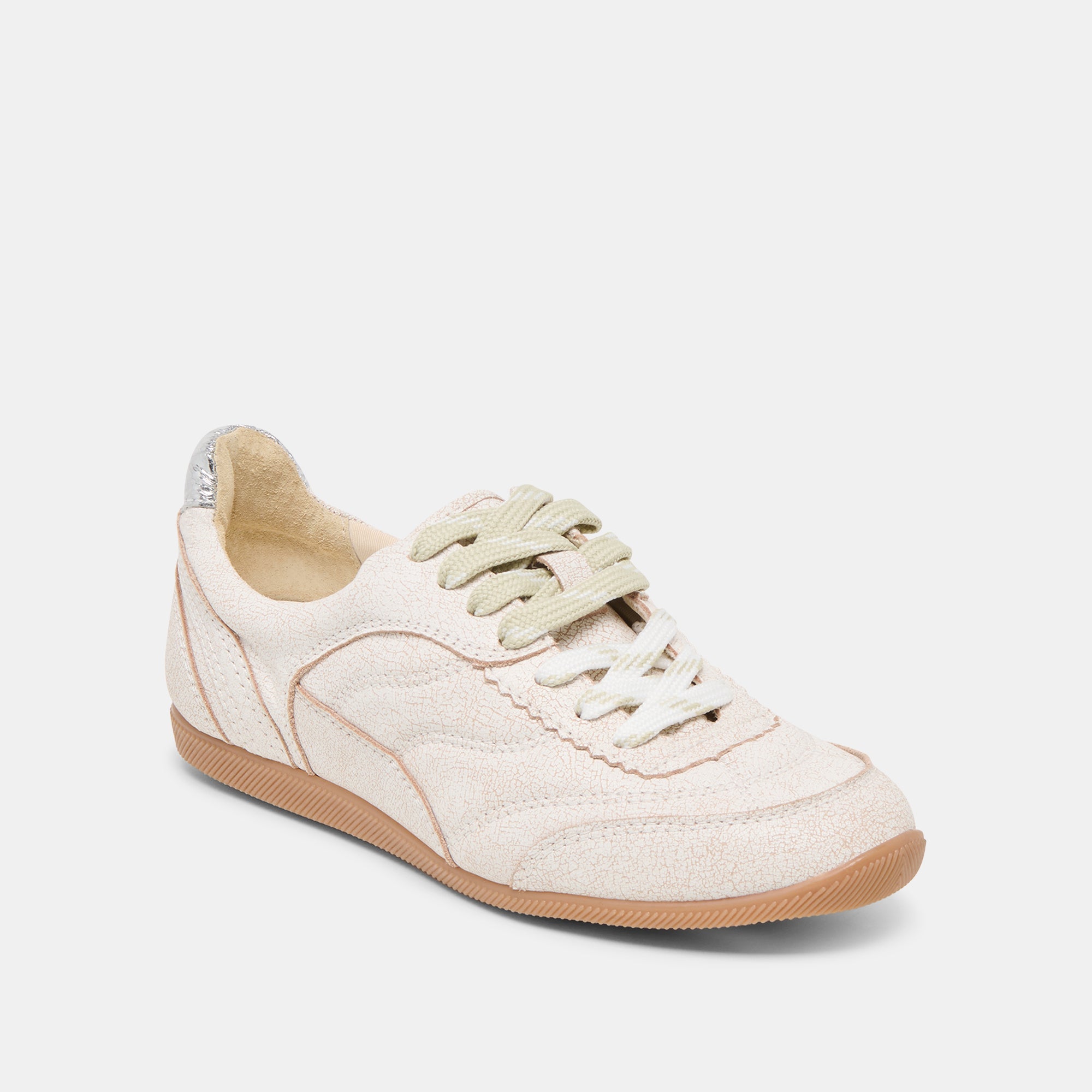 Laini Off White Crackled Leather Sneakers / Dolce Vita
