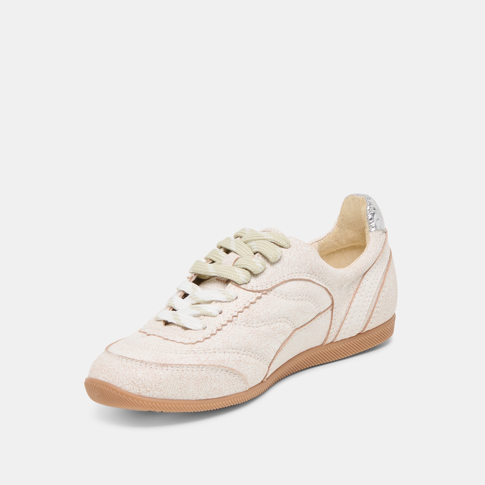 Laini Off White Crackled Leather Sneakers / Dolce Vita