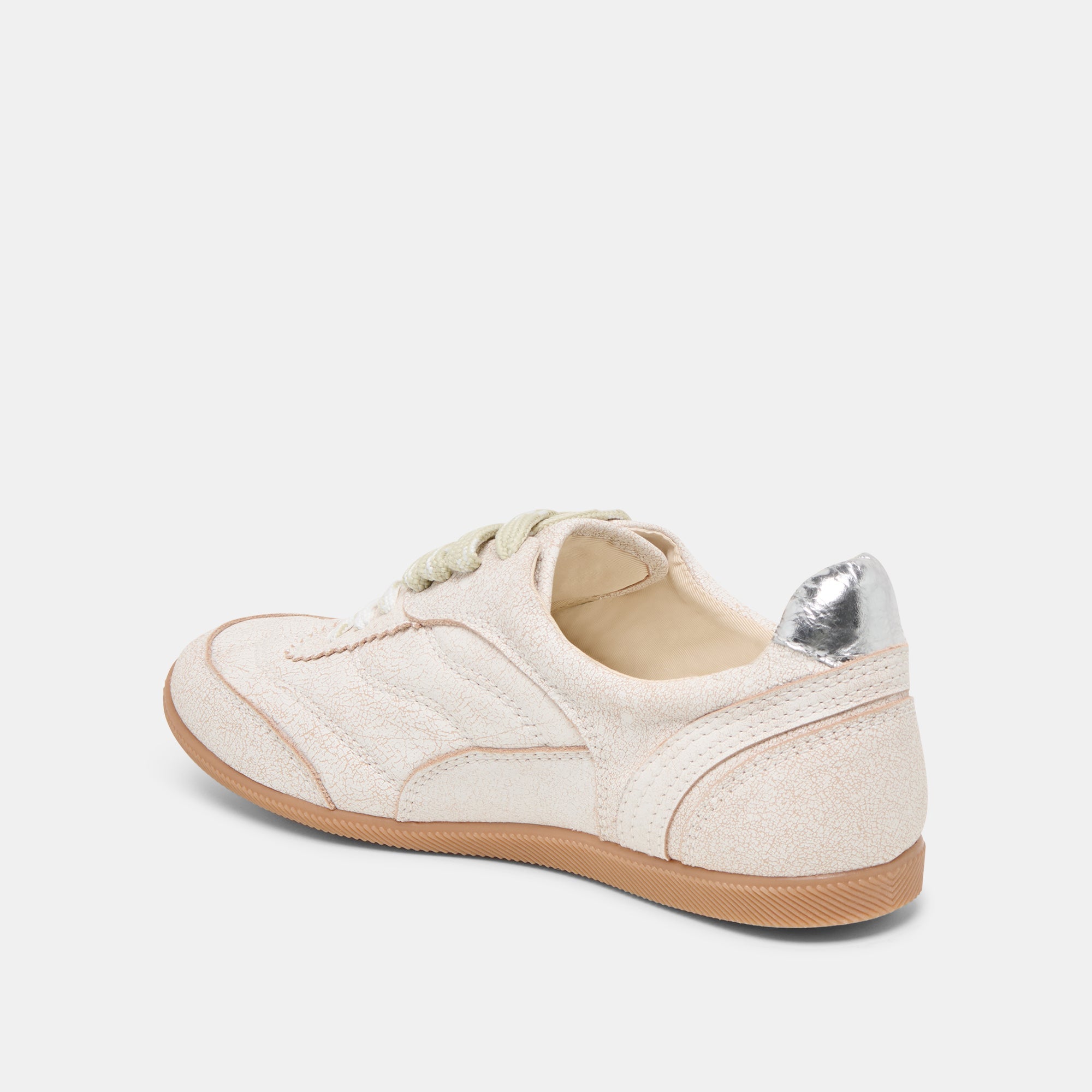Laini Off White Crackled Leather Sneakers / Dolce Vita