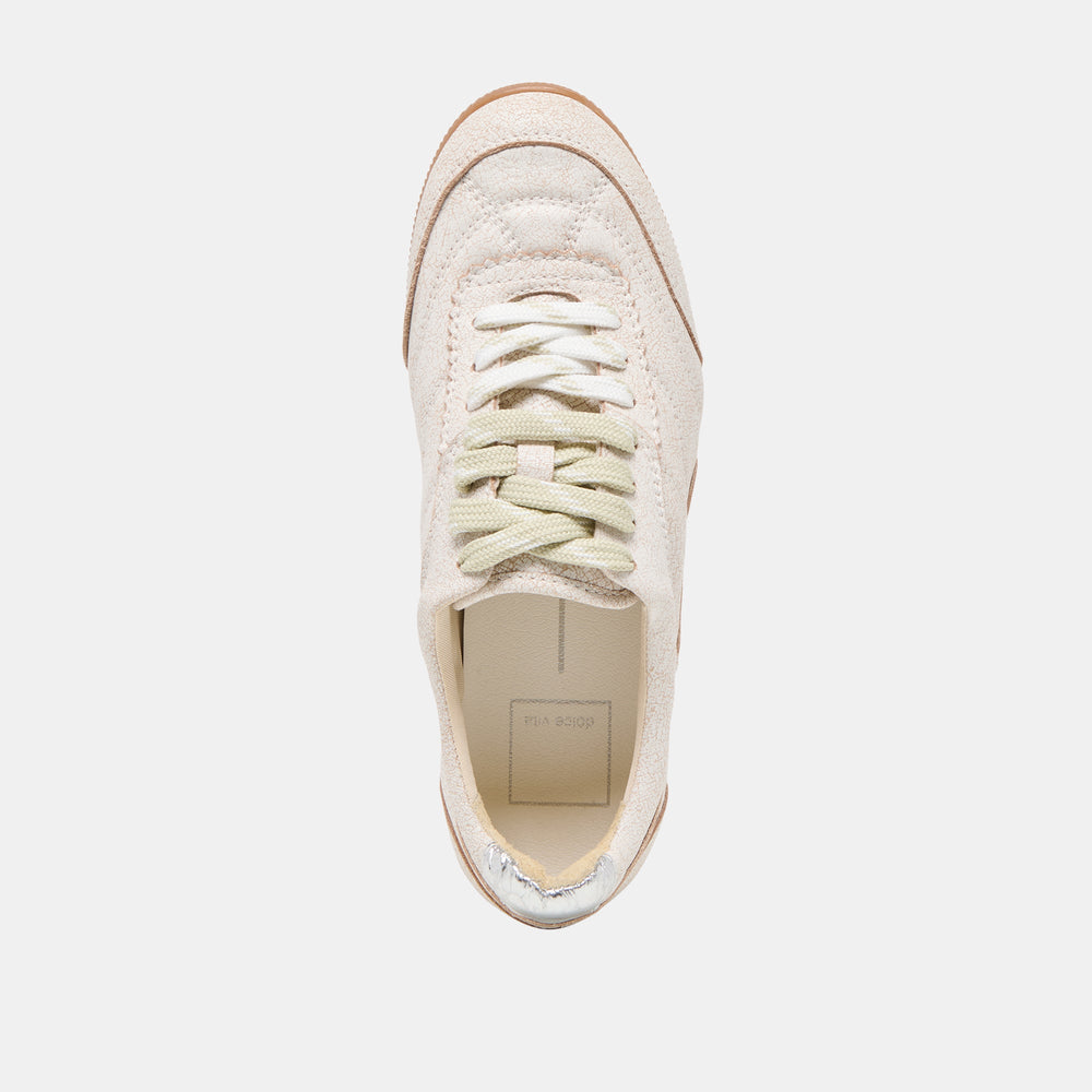 Laini Off White Crackled Leather Sneakers / Dolce Vita