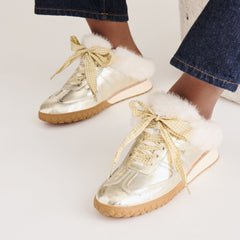 Izzey Plush Platinum Leather Sneakers / Dolce Vita