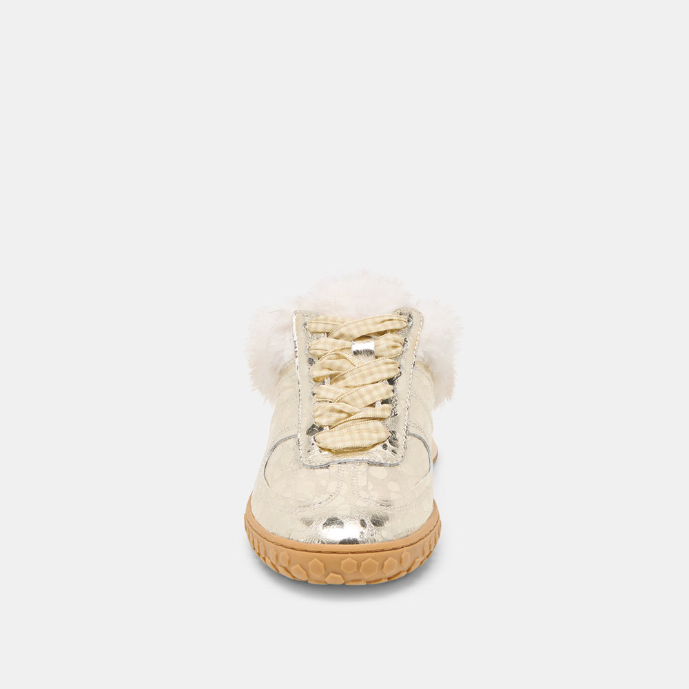 Izzey Plush Platinum Leather Sneakers / Dolce Vita