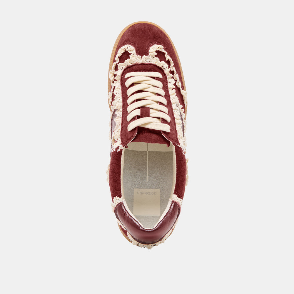 Notice Lace Oxblood Suede Sneakers / Dolce Vita