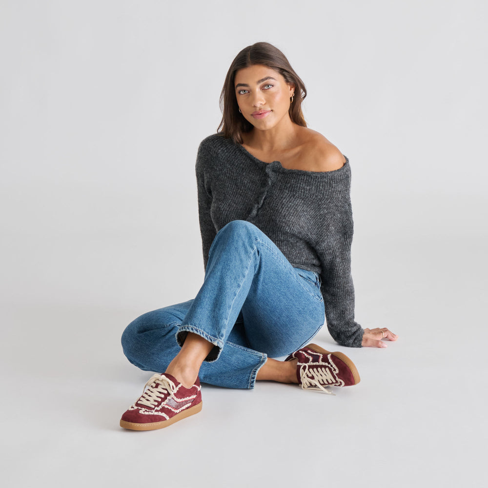 Notice Lace Oxblood Suede Sneakers / Dolce Vita