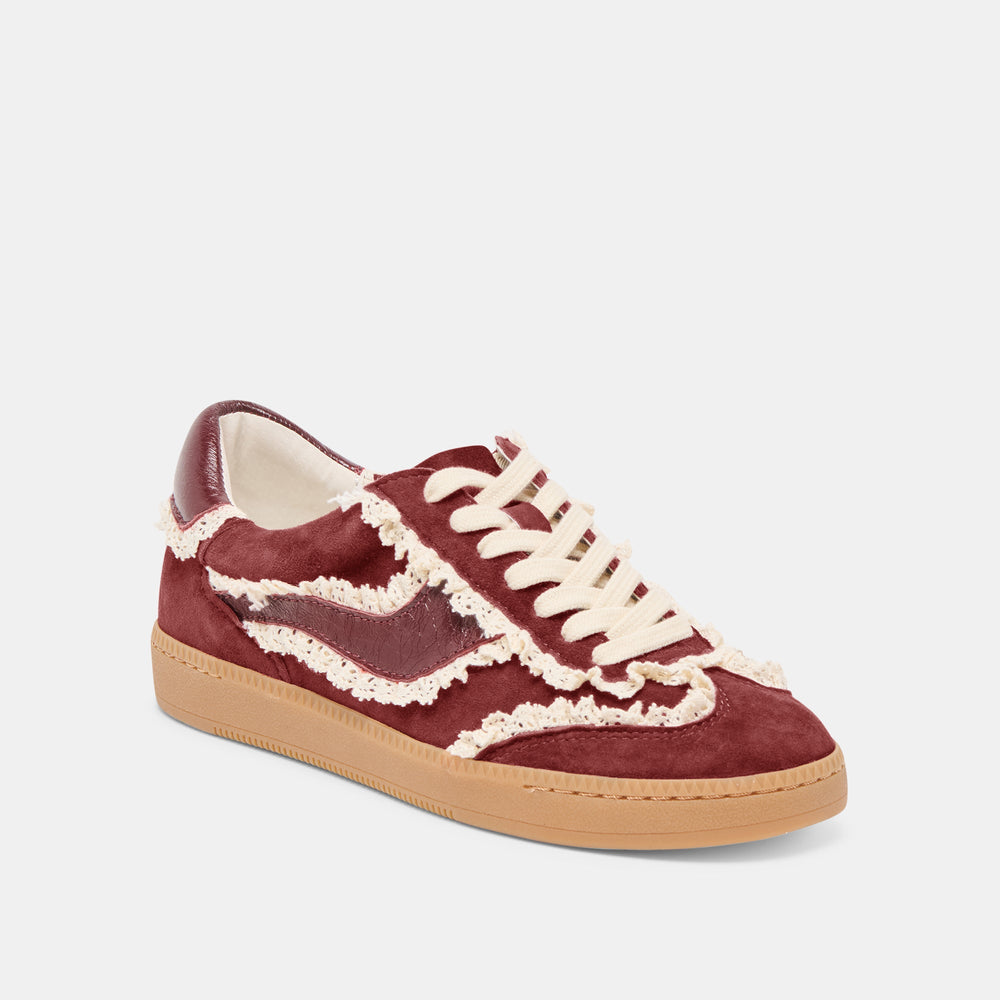 Notice Lace Oxblood Suede Sneakers / Dolce Vita