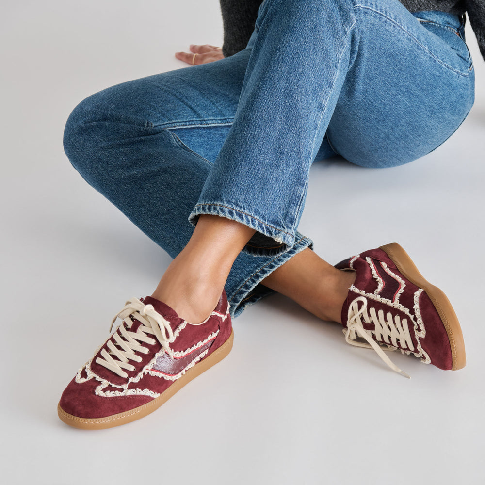 Notice Lace Oxblood Suede Sneakers / Dolce Vita