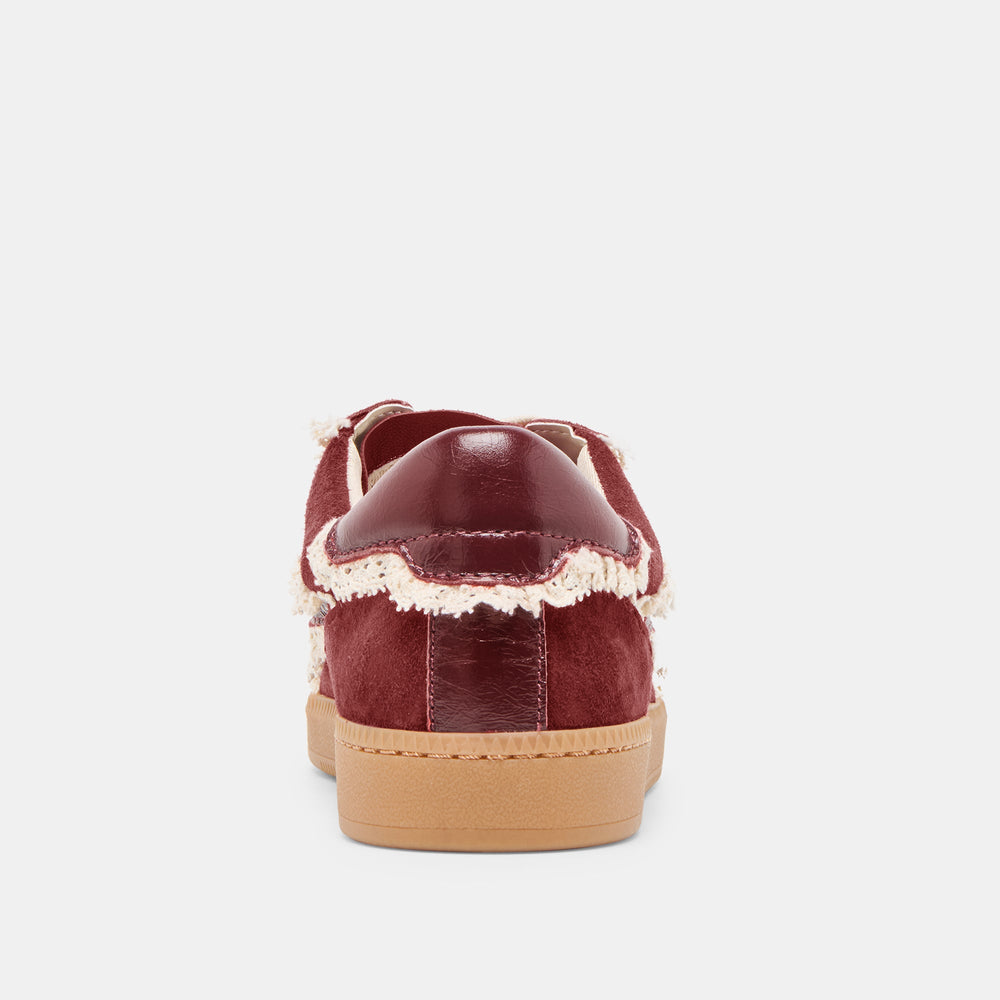 Notice Lace Oxblood Suede Sneakers / Dolce Vita