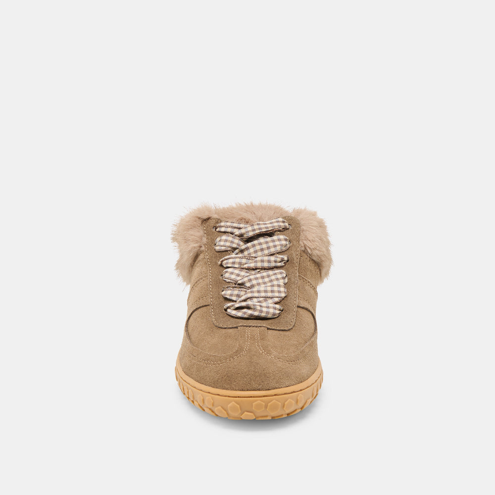 Izzey Plush Olive Suede Sneakers / Dolce Vita
