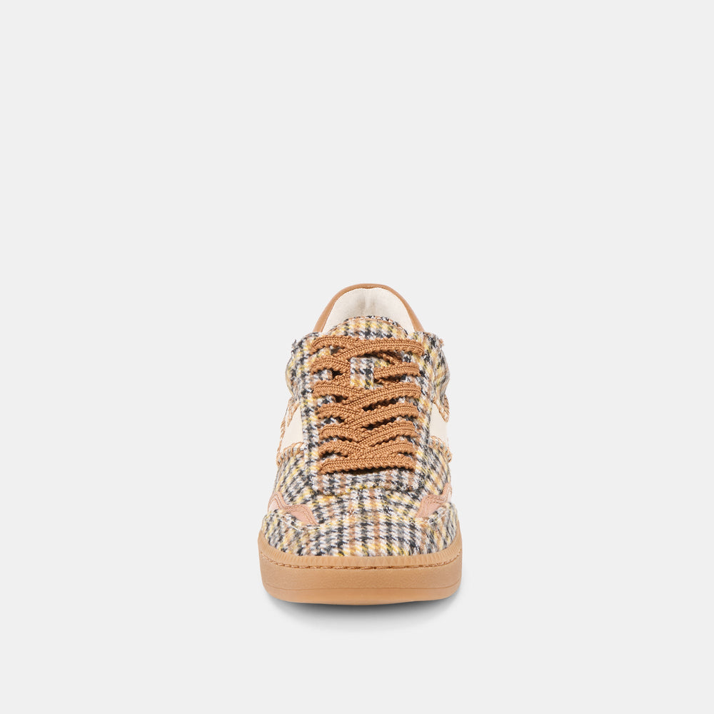 Notice Stitch Yellow Plaid Tweed Sneakers / Dolce Vita