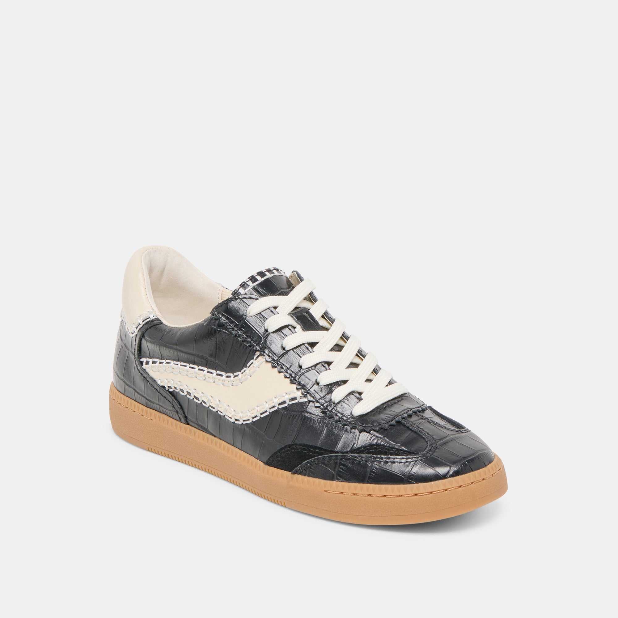 NOTICE STITCH SNEAKERS NOIR CROCO EMBOSSED LEATHER
 – Dolce Vita / Dolce Vita
