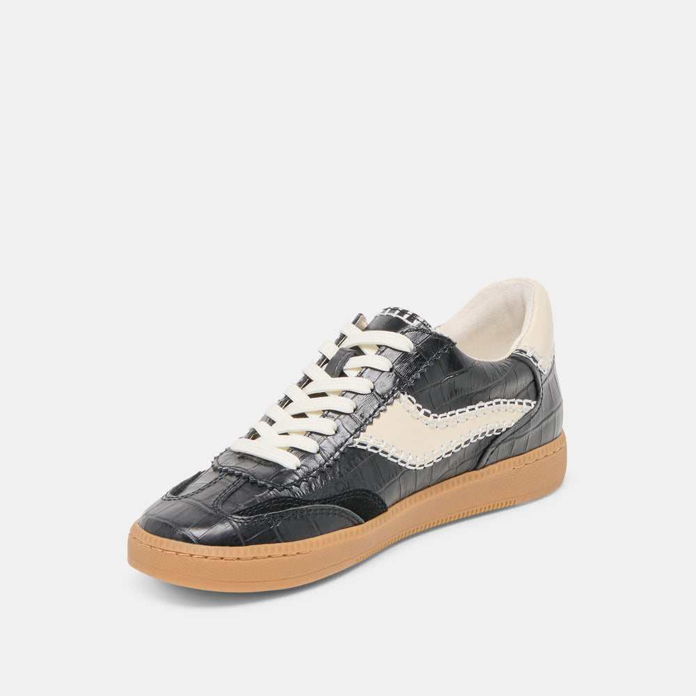 NOTICE STITCH SNEAKERS NOIR CROCO EMBOSSED LEATHER
 – Dolce Vita / Dolce Vita