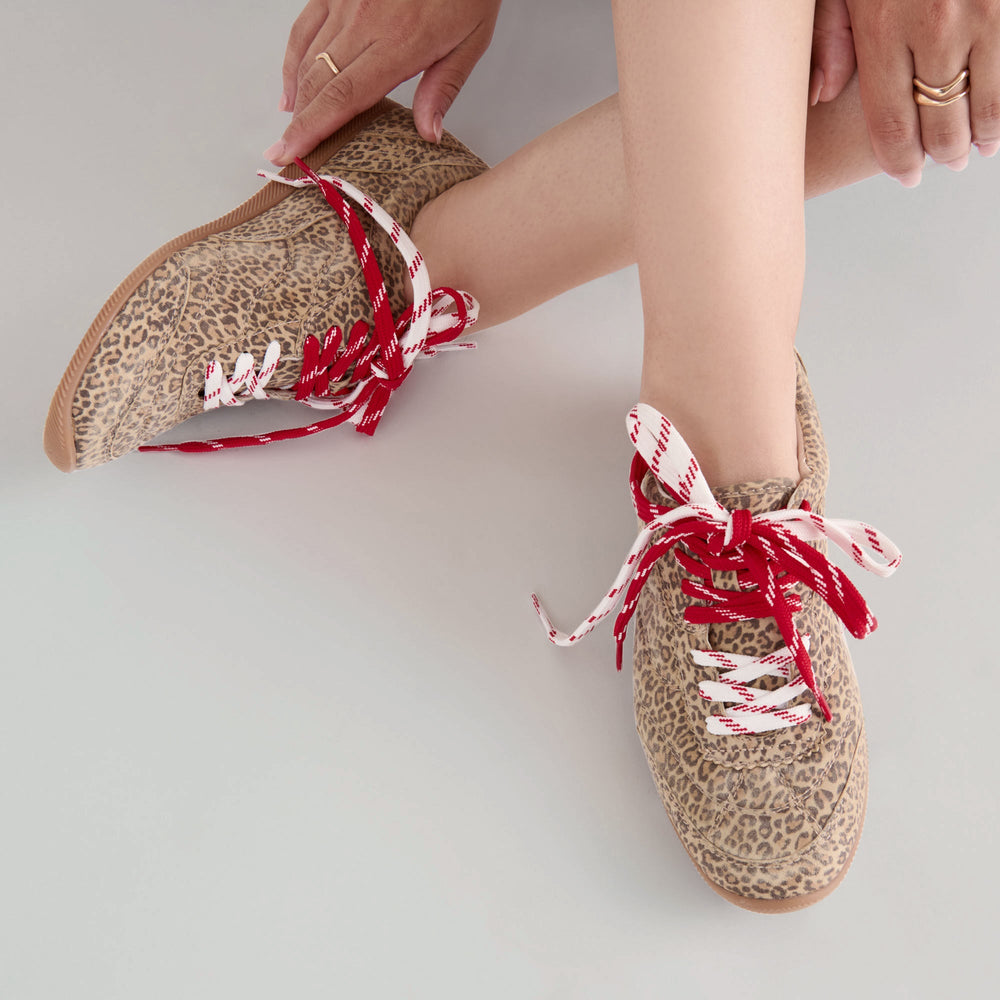 Laini Tan Leopard Printed Suede Sneakers / Dolce Vita