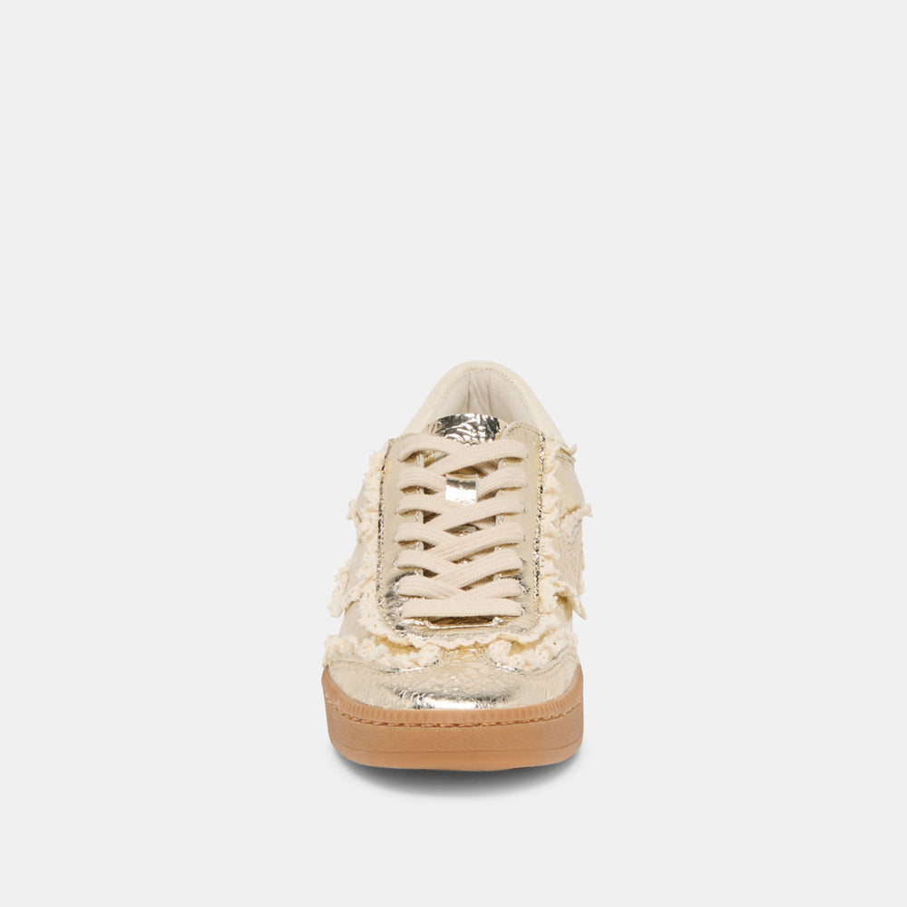 Notice Lace Platinum Distressed Leather Sneakers / Dolce Vita