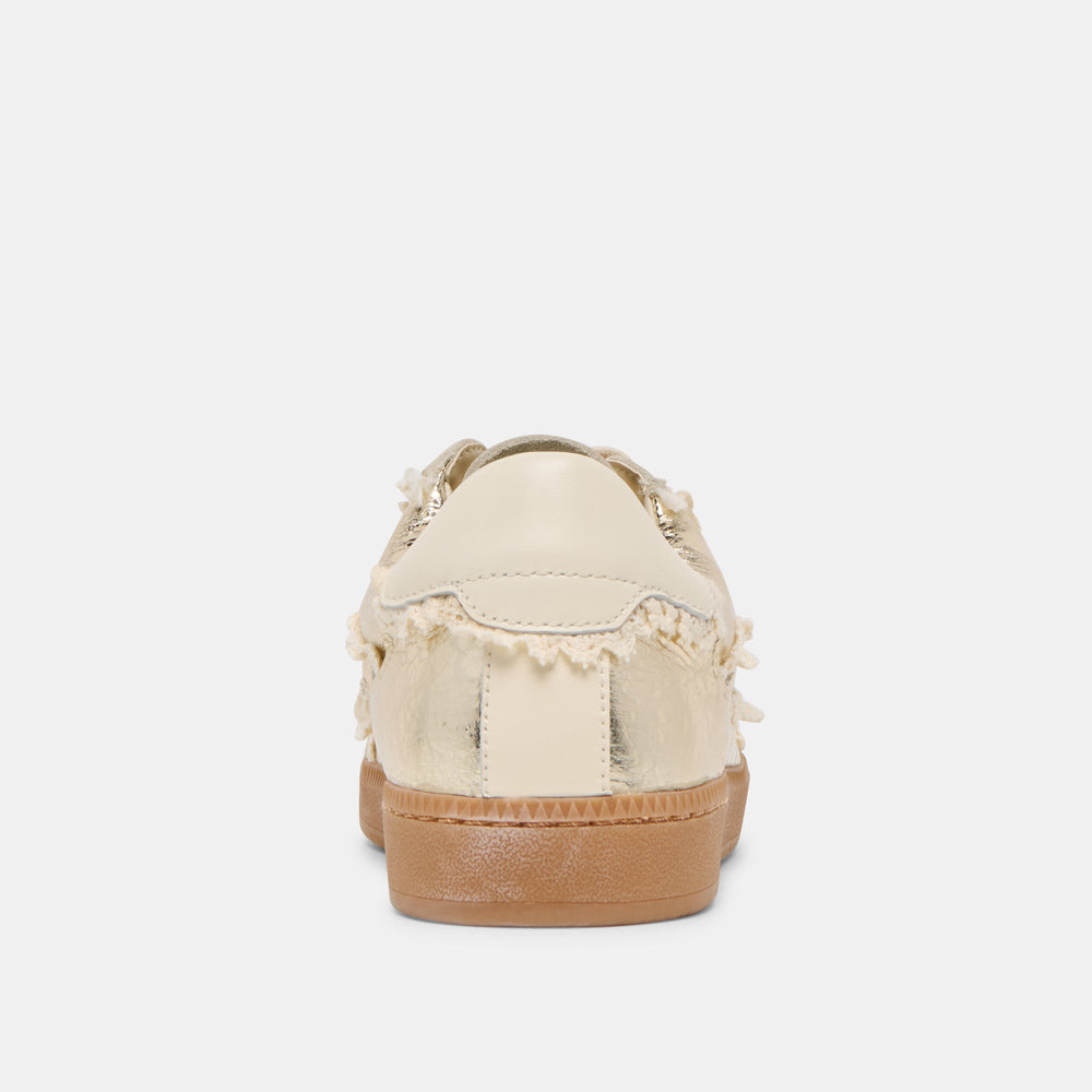 Notice Lace Platinum Distressed Leather Sneakers / Dolce Vita