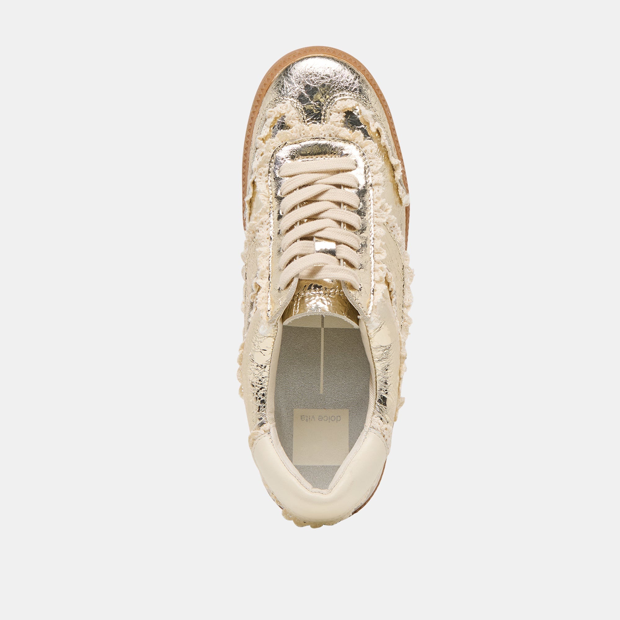 Notice Lace Platinum Distressed Leather Sneakers / Dolce Vita