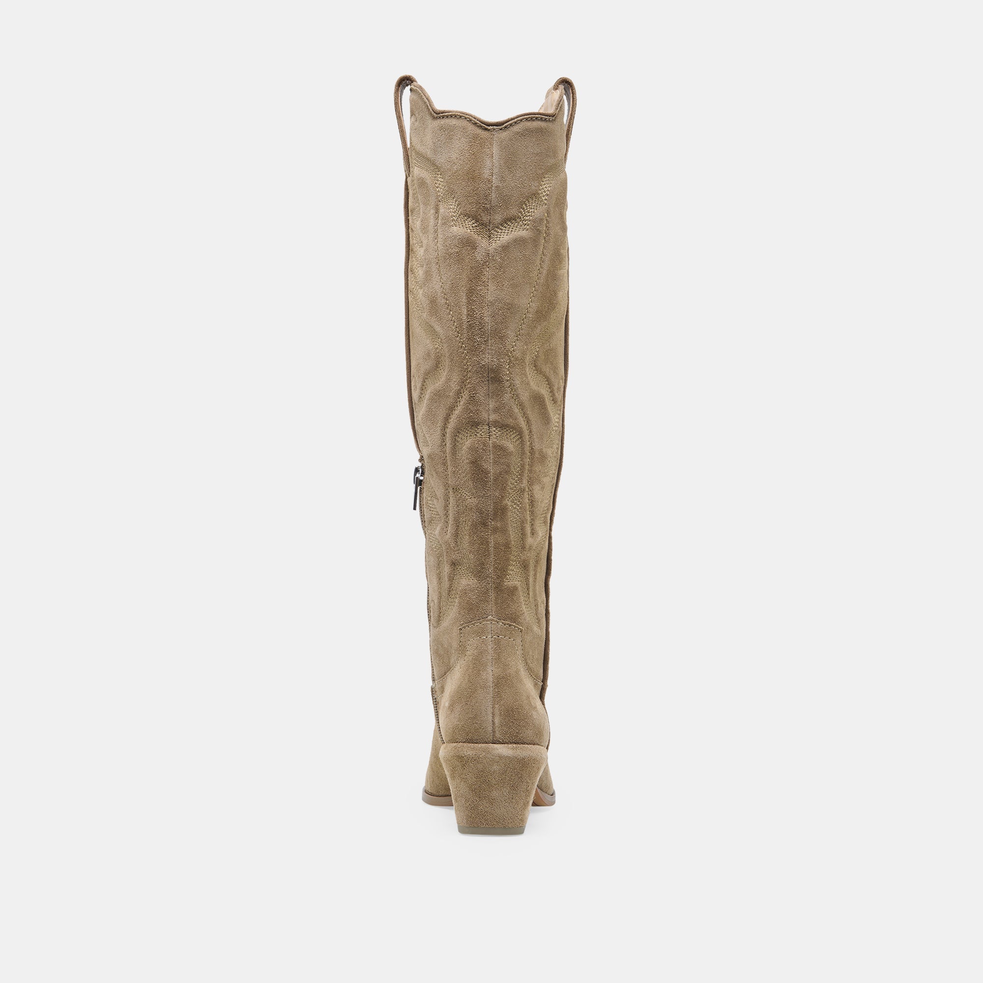 LUNI Taupe Suede Knee-High Pointed Toe Western Boots / Dolce Vita