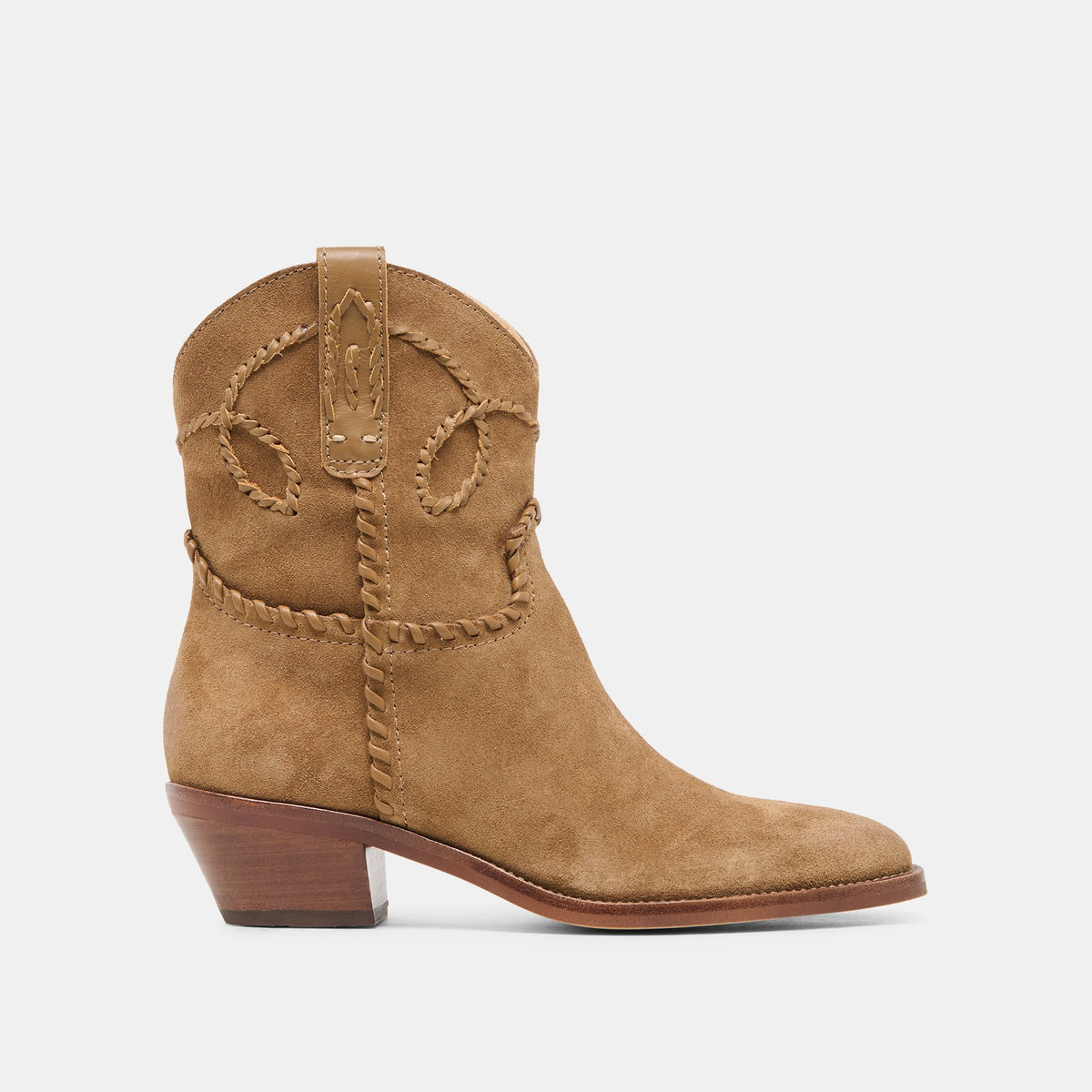 RUDO Lt Brown Suede Western Pointed-Toe Ankle Boots / Dolce Vita