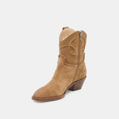RUDO Lt Brown Suede Western Pointed-Toe Ankle Boots / Dolce Vita