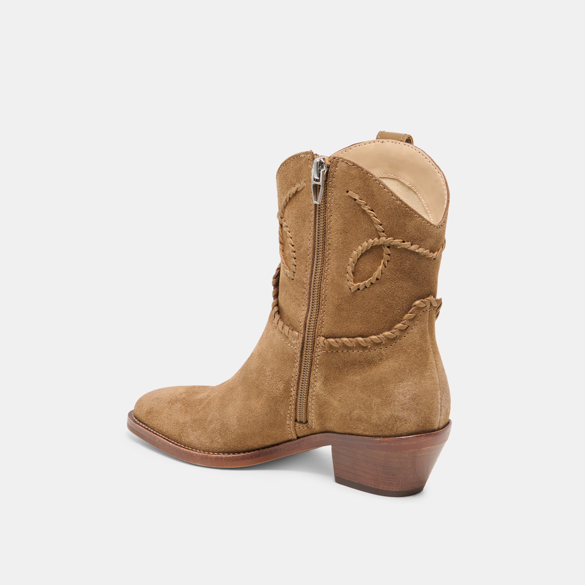 RUDO Lt Brown Suede Western Pointed-Toe Ankle Boots / Dolce Vita