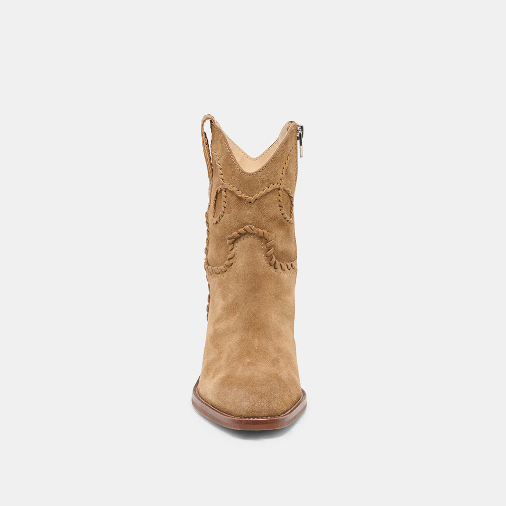 RUDO Lt Brown Suede Western Pointed-Toe Ankle Boots / Dolce Vita