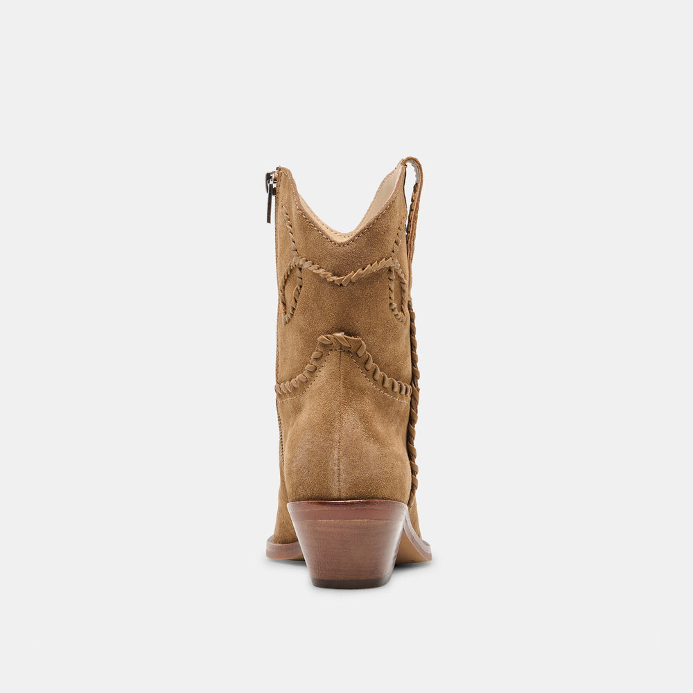 RUDO Lt Brown Suede Western Pointed-Toe Ankle Boots / Dolce Vita