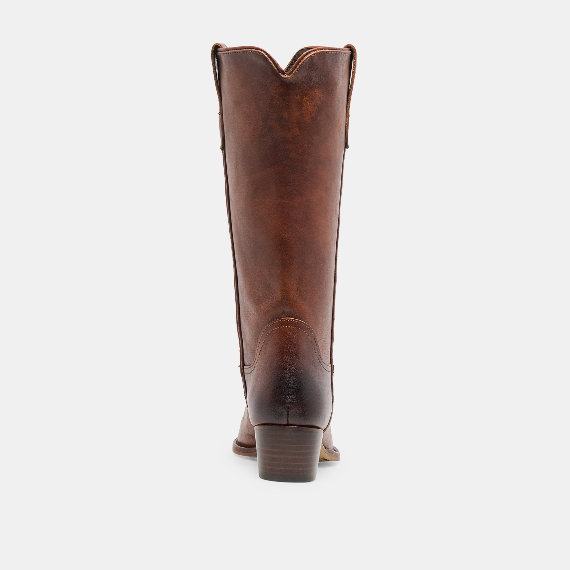VIGLA Chestnut Leather Pointed-Toe Western Boots / Dolce Vita