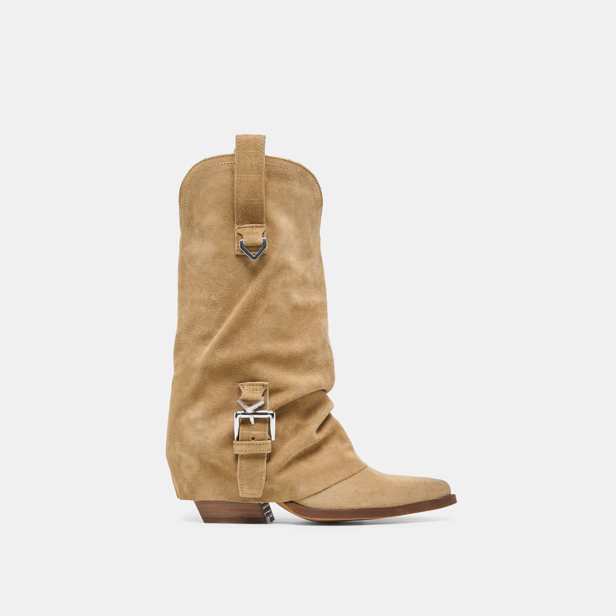 ROGUE Camel Suede Mid-Calf Western Slouch Boots / Dolce Vita
